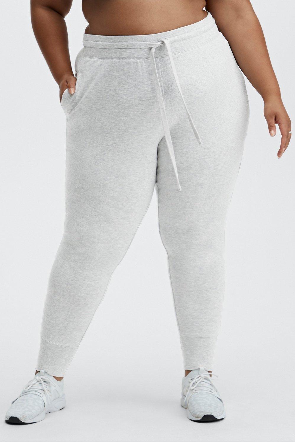 Fabletics Luxe Terry Jogger Womens Snow Grey Heather plus Size 4X Product Image