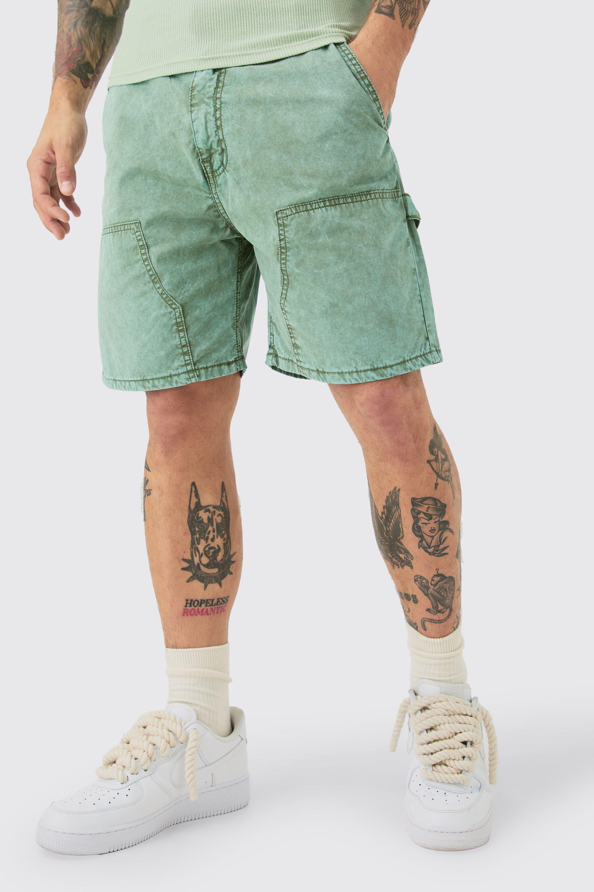 Fixed Waist Relaxed Washed Carpenter Short | boohooMAN USA Product Image