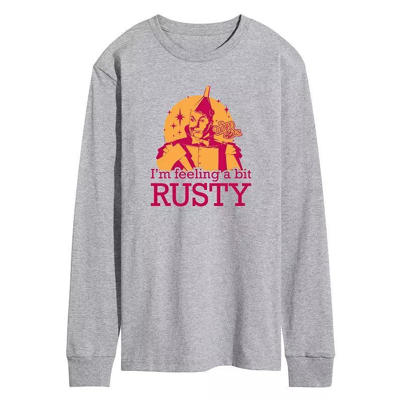 Mens Wizard of Oz A Bit Rusty Long Sleeve Graphic Tee Grey Gray Product Image