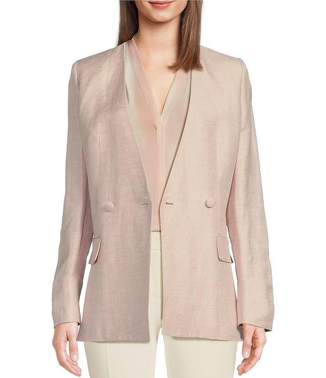 Calvin Klein Twill Long Sleeve Flap Pocket V-Neck Blazer Product Image