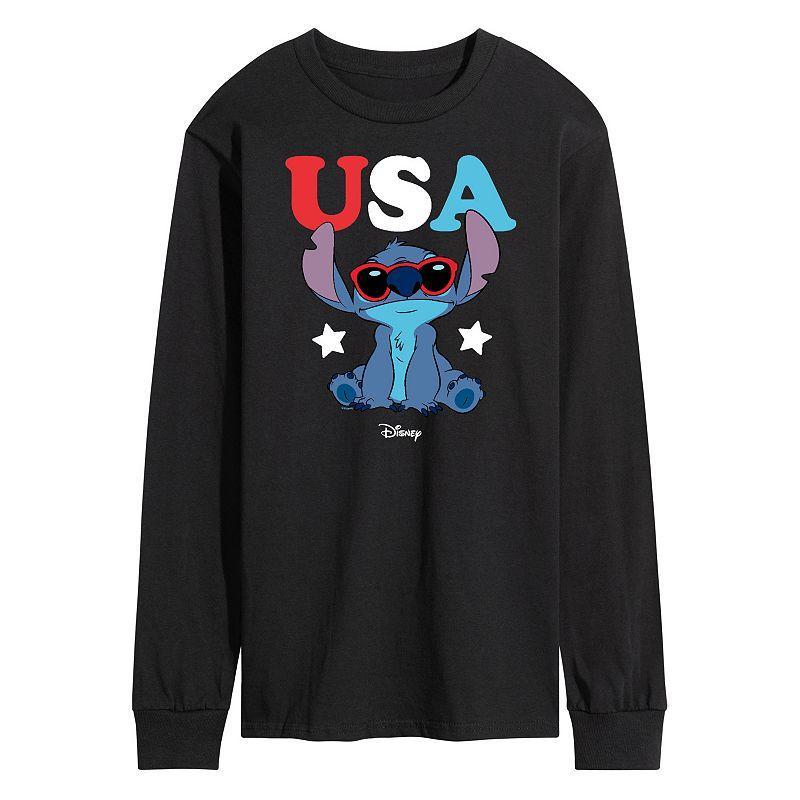 Disneys Lilo and Stitch Mens USA Sunglasses Long Sleeve Graphic Tee Blue Product Image