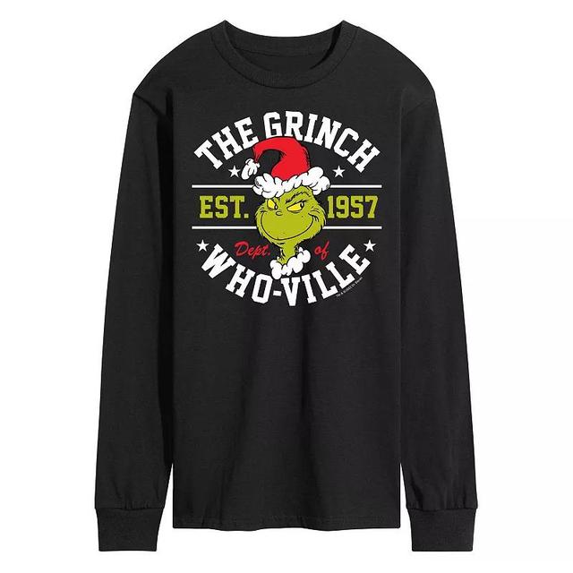 Mens Dr. Seuss Grinch Who-ville Long Sleeve Tee Blue Product Image