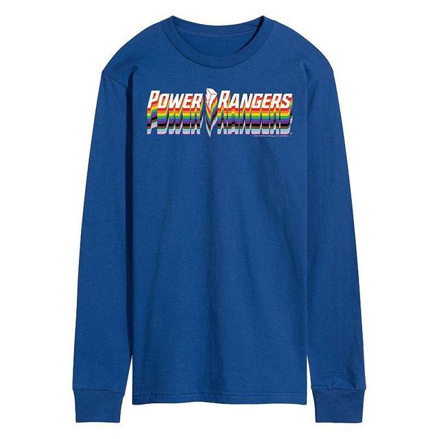 Mens Power Rangers Pride Logo Long Sleeve Graphic Tee Med Blue Product Image