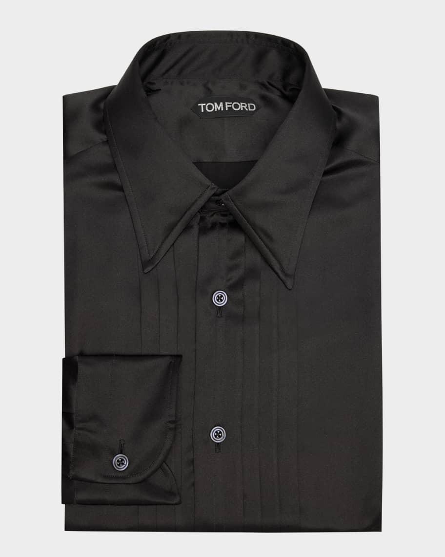 Mens Silk Charmeuse Pleated Dress Shirt Product Image