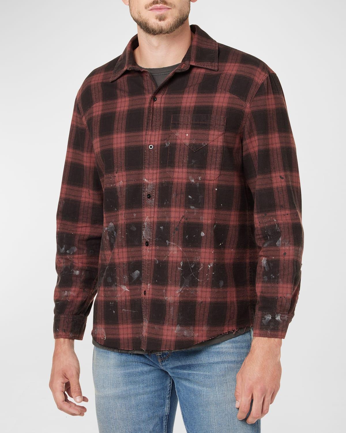 Mens Distressed Check Sport Shirt Product Image