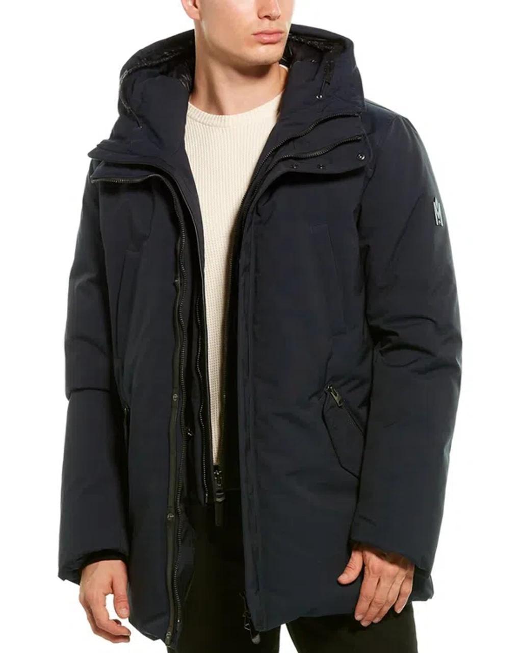 Edward Leather-trim Down Coat In Black Product Image