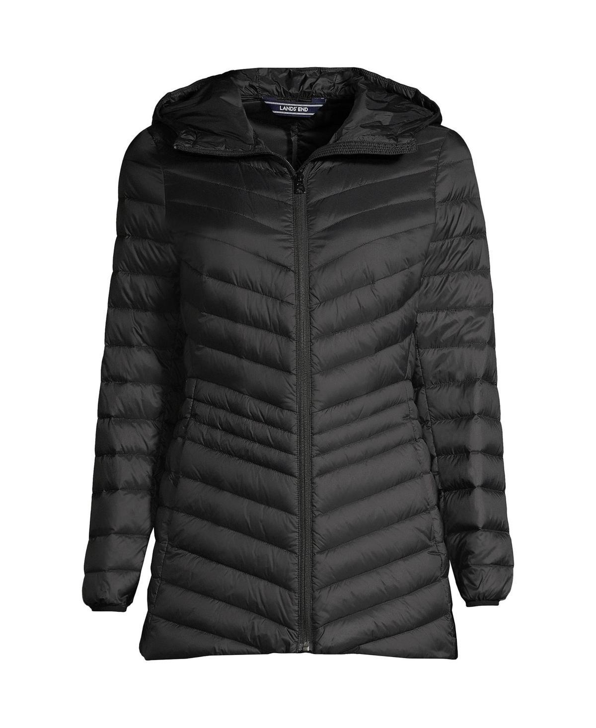 Womens Lands End Hooded Down Wanderweight Ultralight Packable Jacket Product Image