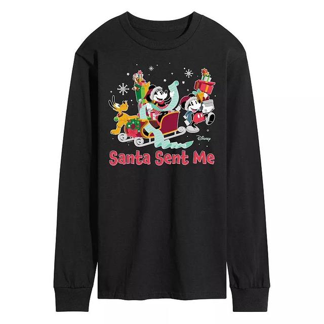 Disneys Mickey Mouse & Friends Mens Santa Sent Me Long Sleeve Graphic Tee Product Image