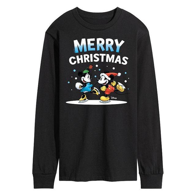 Disney Mens Merry Christmas Long-sleeved Tee Blue Product Image