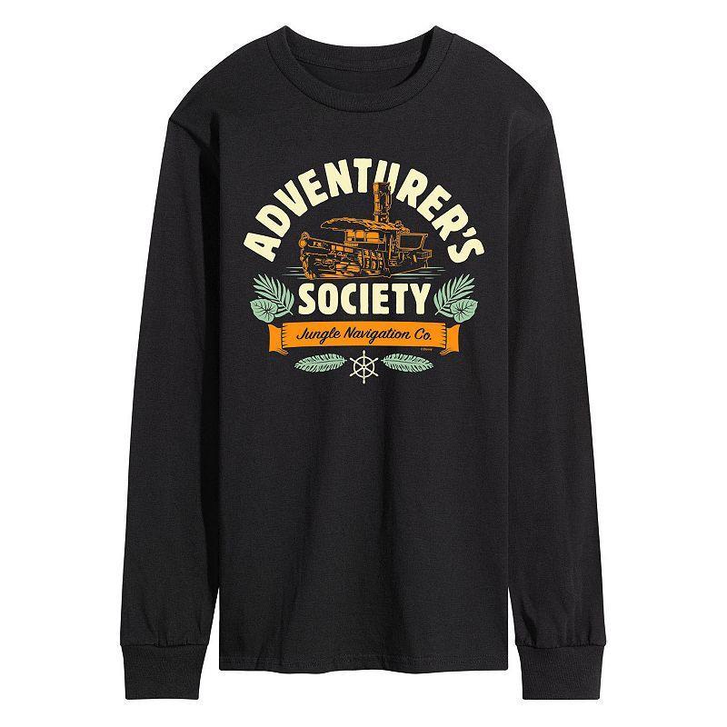 Disneys Jungle Cruise Mens Adventurers Society Long Sleeve Graphic Tee Black Product Image