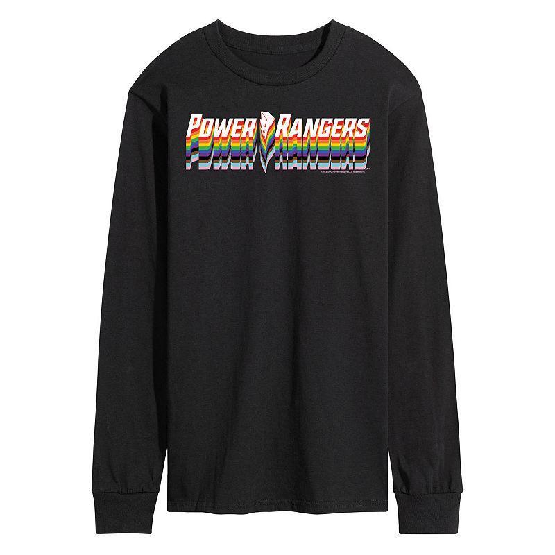 Mens Power Rangers Pride Logo Long Sleeve Graphic Tee Black Product Image