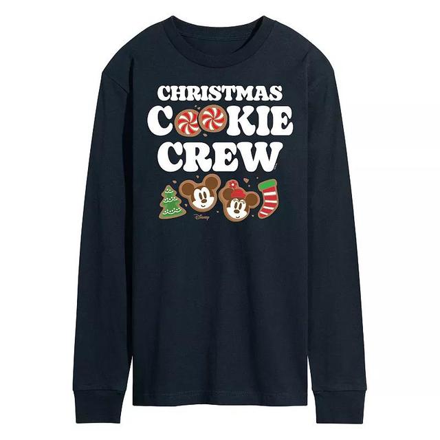 Disneys Mickey & Minnie Mouse Mens Christmas Cookie Crew Long Sleeve Graphic Tee Blue Product Image