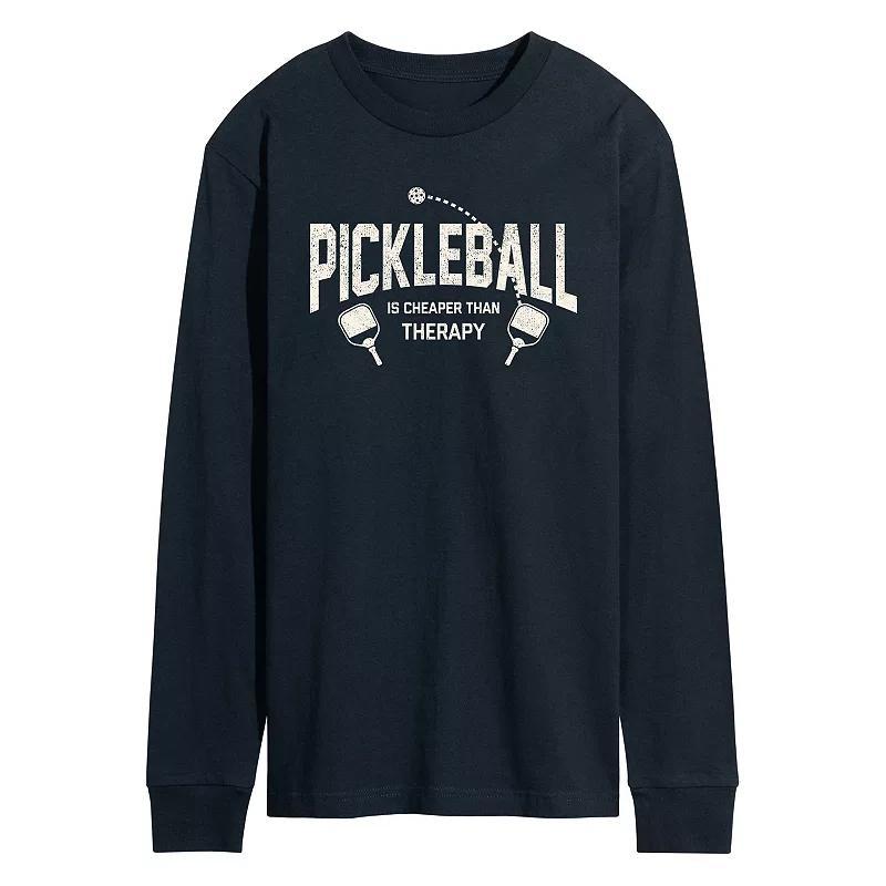 Mens Pickleball Cheaper Than Therapy Tee Blue Product Image