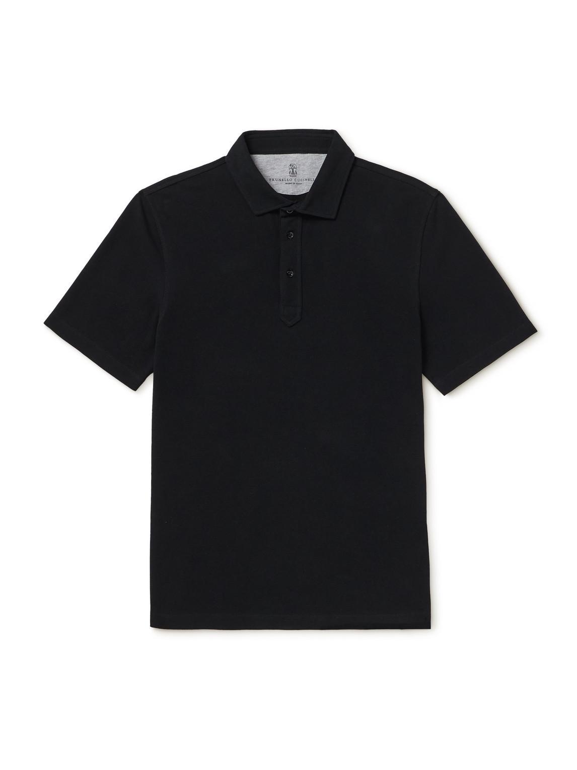 BRUNELLO CUCINELLI Cotton-piqué Polo Shirt In Black Product Image