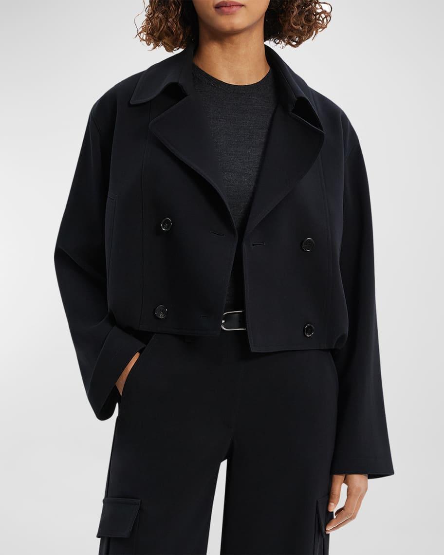 Oversized Double-Breasted Crop Trench Coat  Product Image