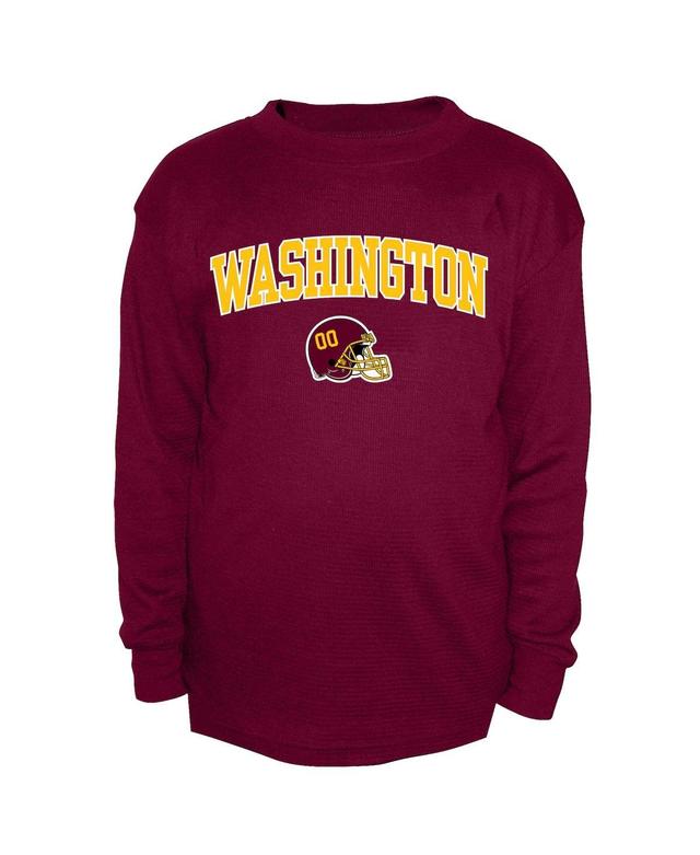 Men's Burgundy Washington Commanders Big & Tall Waffle-Knit Thermal Long Sleeve T-Shirt Product Image