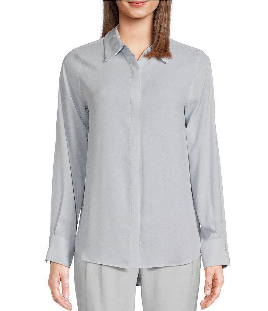 Calvin Klein Point Collar Long Sleeve Button Front Shirt Product Image