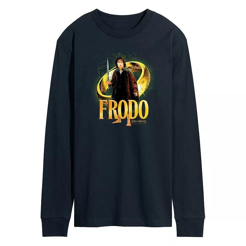 Mens Lord Of The Rings Frodo Baggins Ring Long Sleeve Graphic Tee Blue Product Image