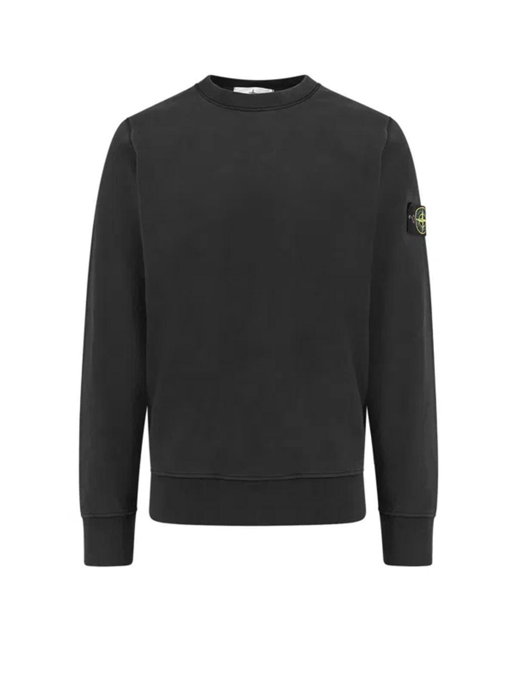 STONE ISLAND Compass Patch Crewneck Sweatshirt In Black Product Image