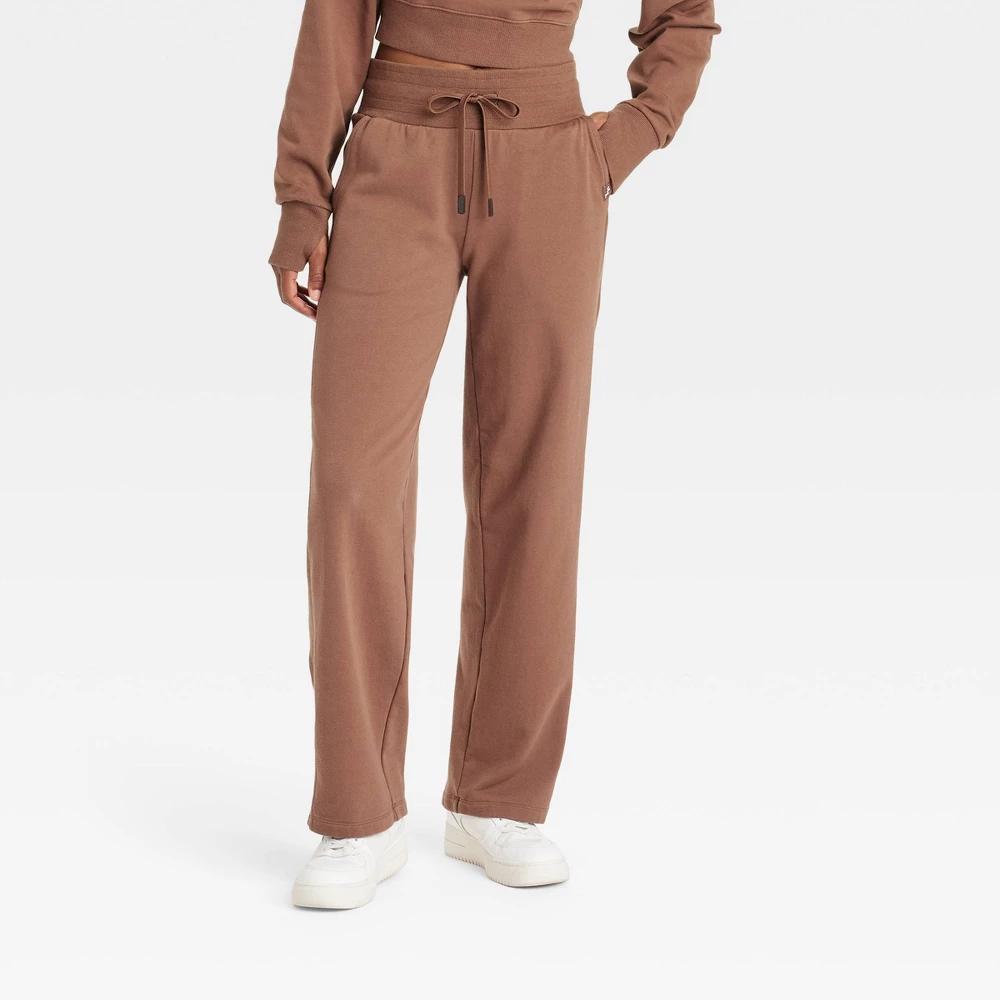 Womens French Terry Straight Leg Sweatpant - JoyLab Brown XXL Product Image