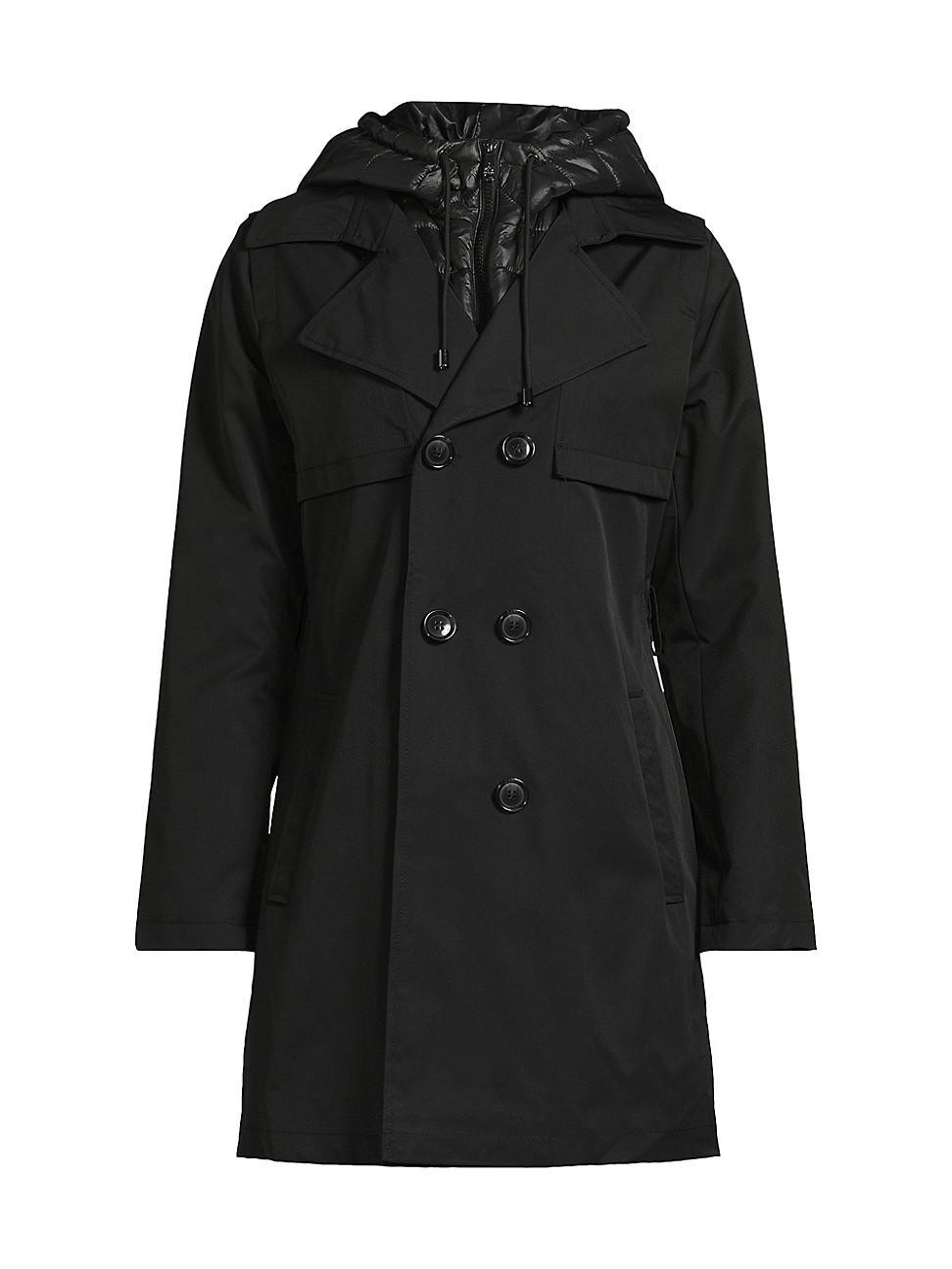 Womens Double-Breasted Hooded Trench Coat Product Image