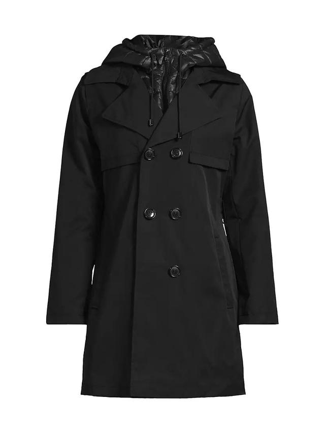 Double-Breasted Hooded Trench Coat Product Image