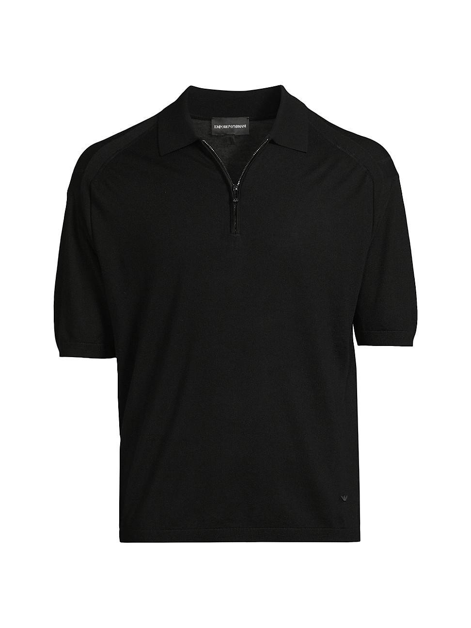 Mens Wool-Blend Quarter-Zip Knit Polo Shirt Product Image