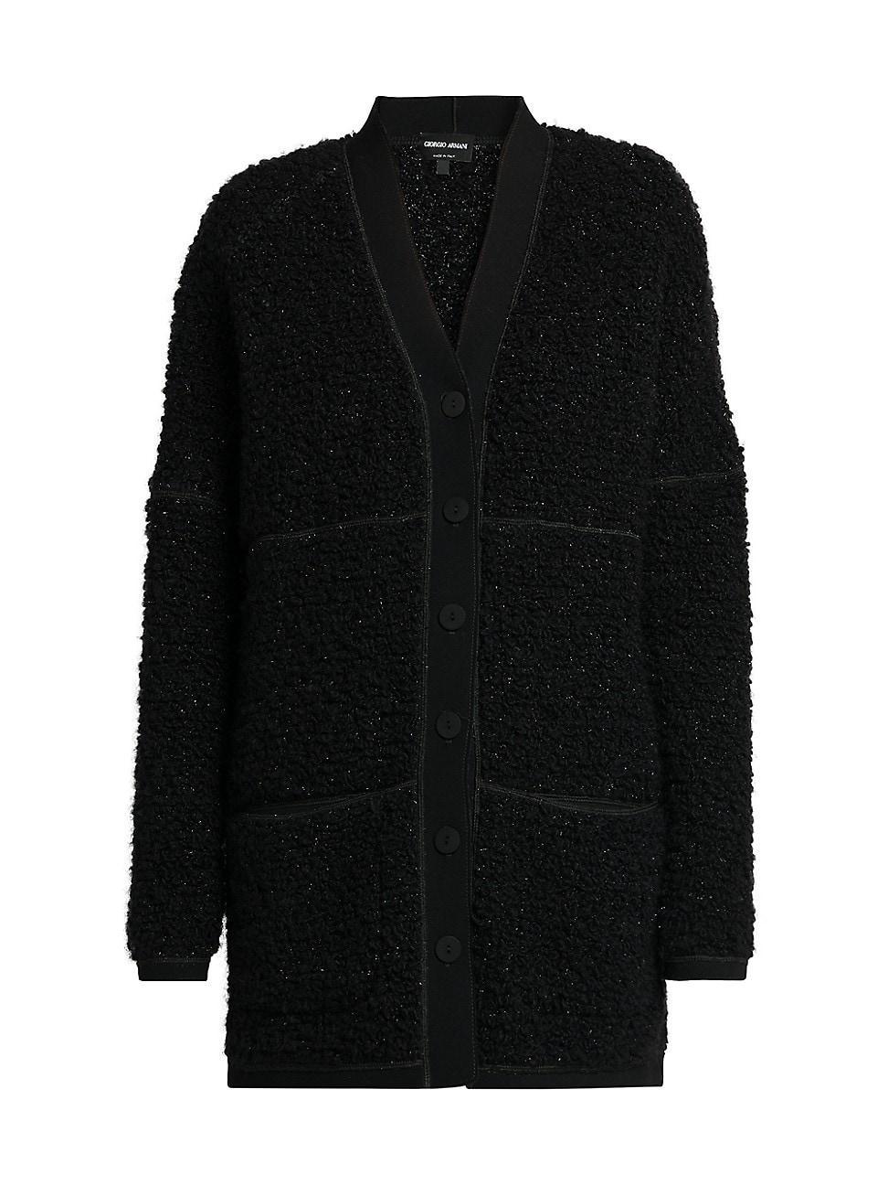 Womens Wool-Blend Textured Longline Cardigan Product Image