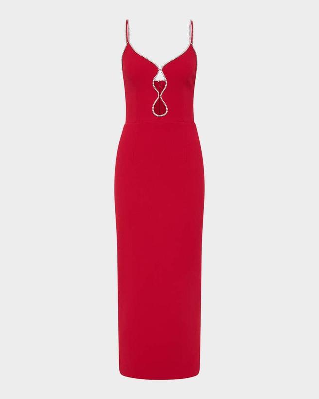 Akari Crystal-Trim Cutout Midi Dress Product Image