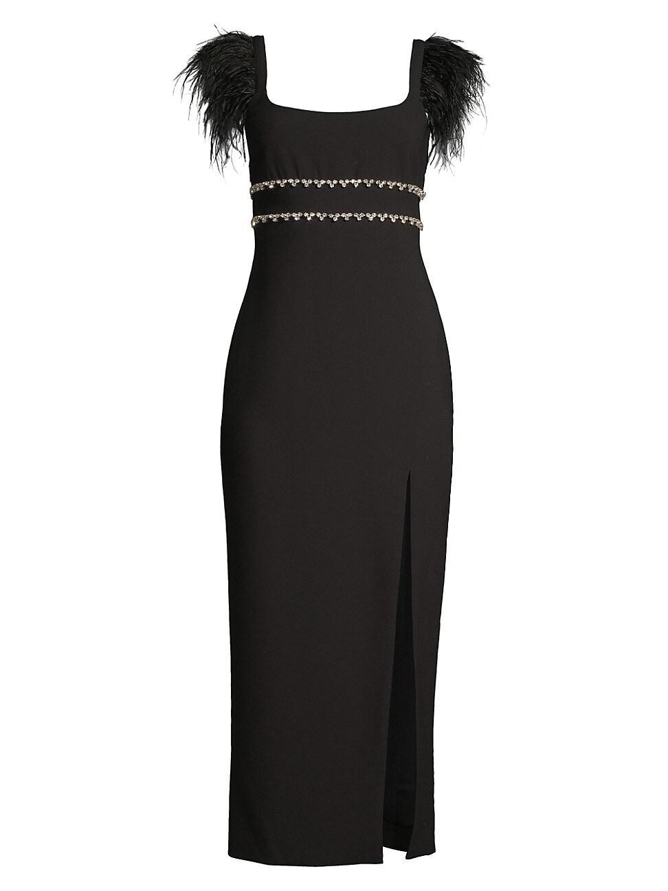 Womens Prima Crystal & Feather Midi-Dress Product Image