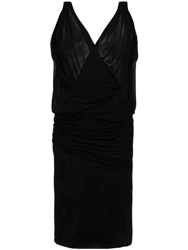 Women's V-necked Mini Dress In Black Product Image