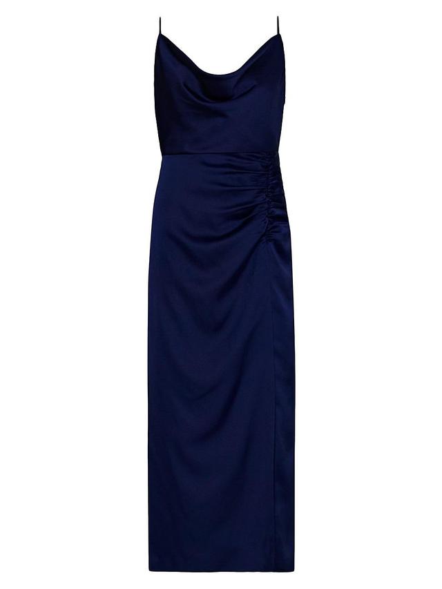 Womens Lilliana Ruched Satin Cowlneck Slipdress Product Image