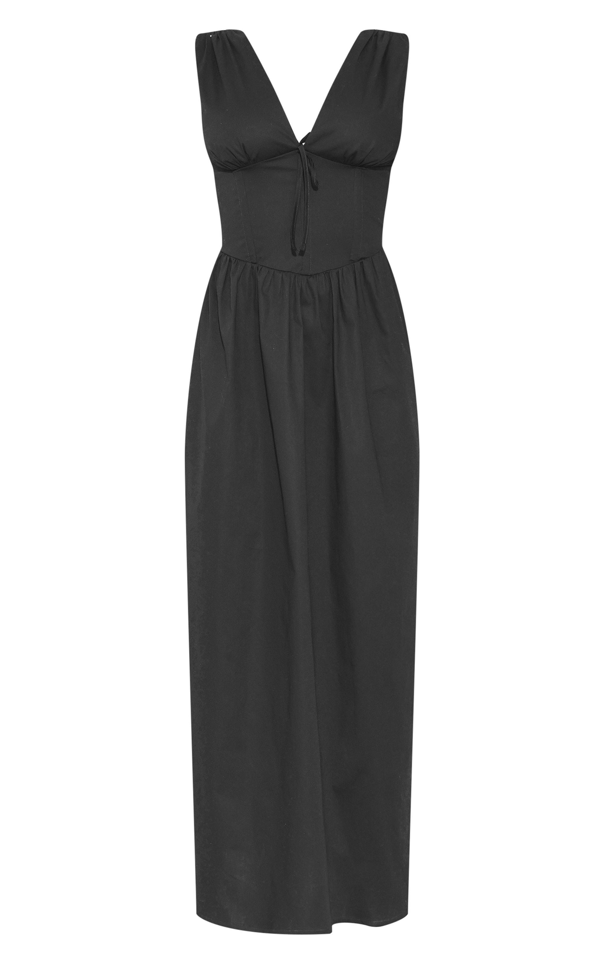 Black Tie Detail Corset Maxi Dress Product Image