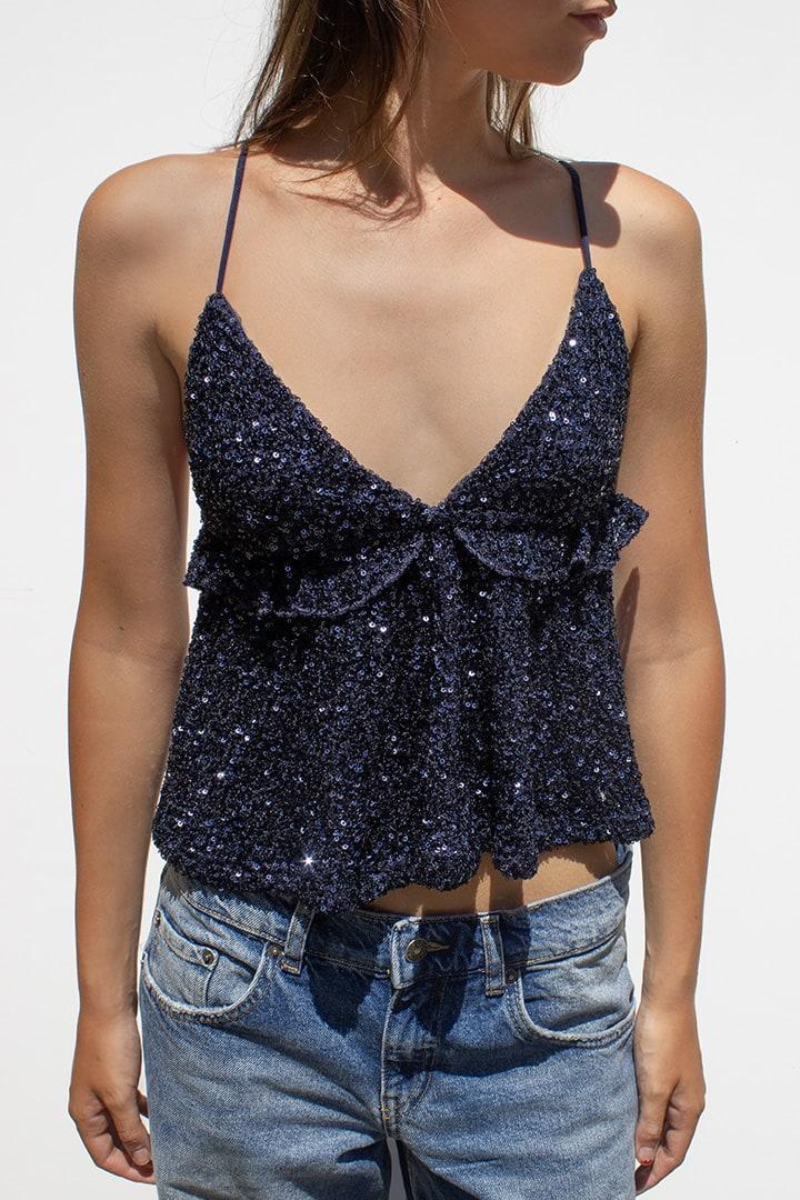 Sequin ruffle top Product Image