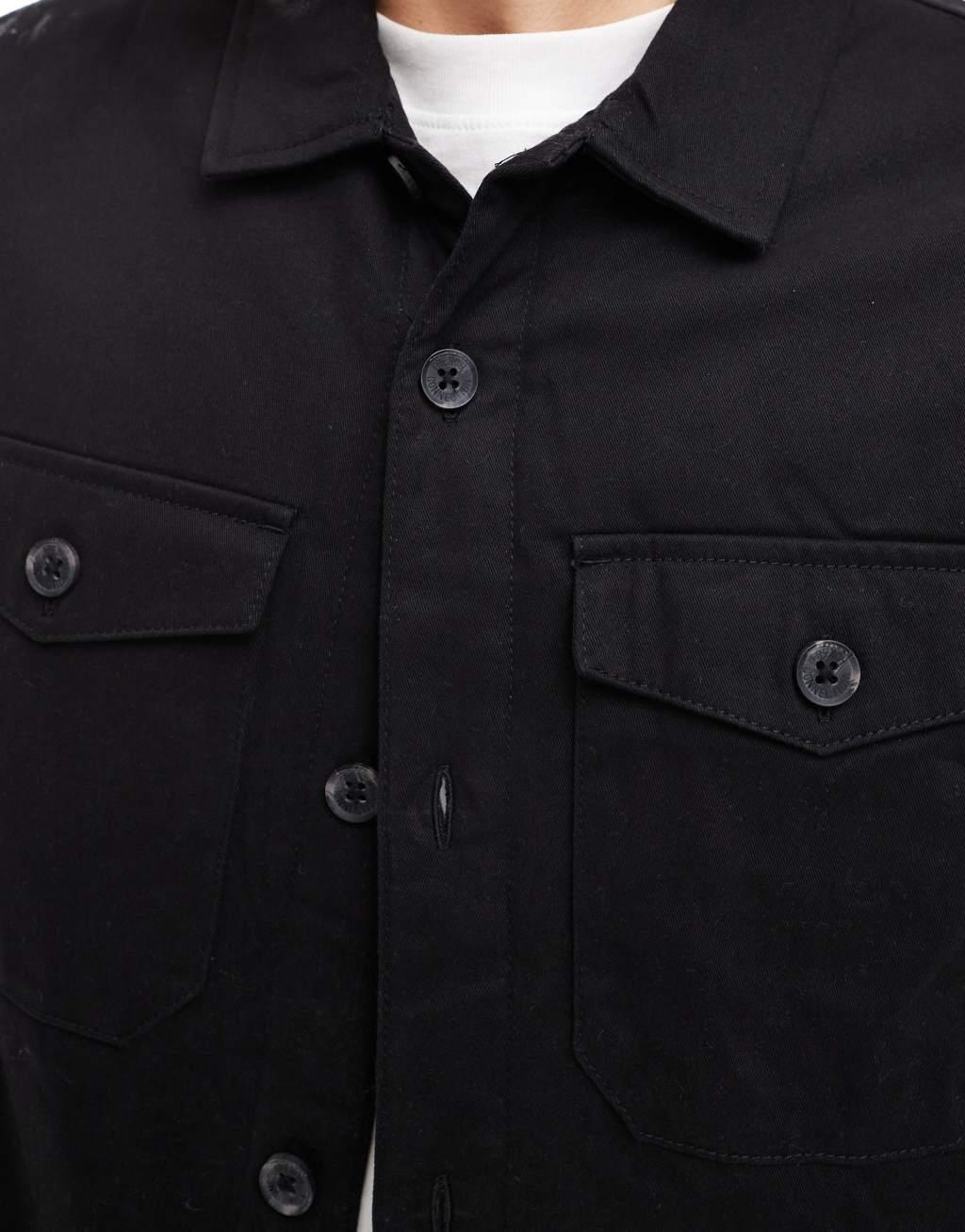 French Connection utility shirt with pockets in black Product Image