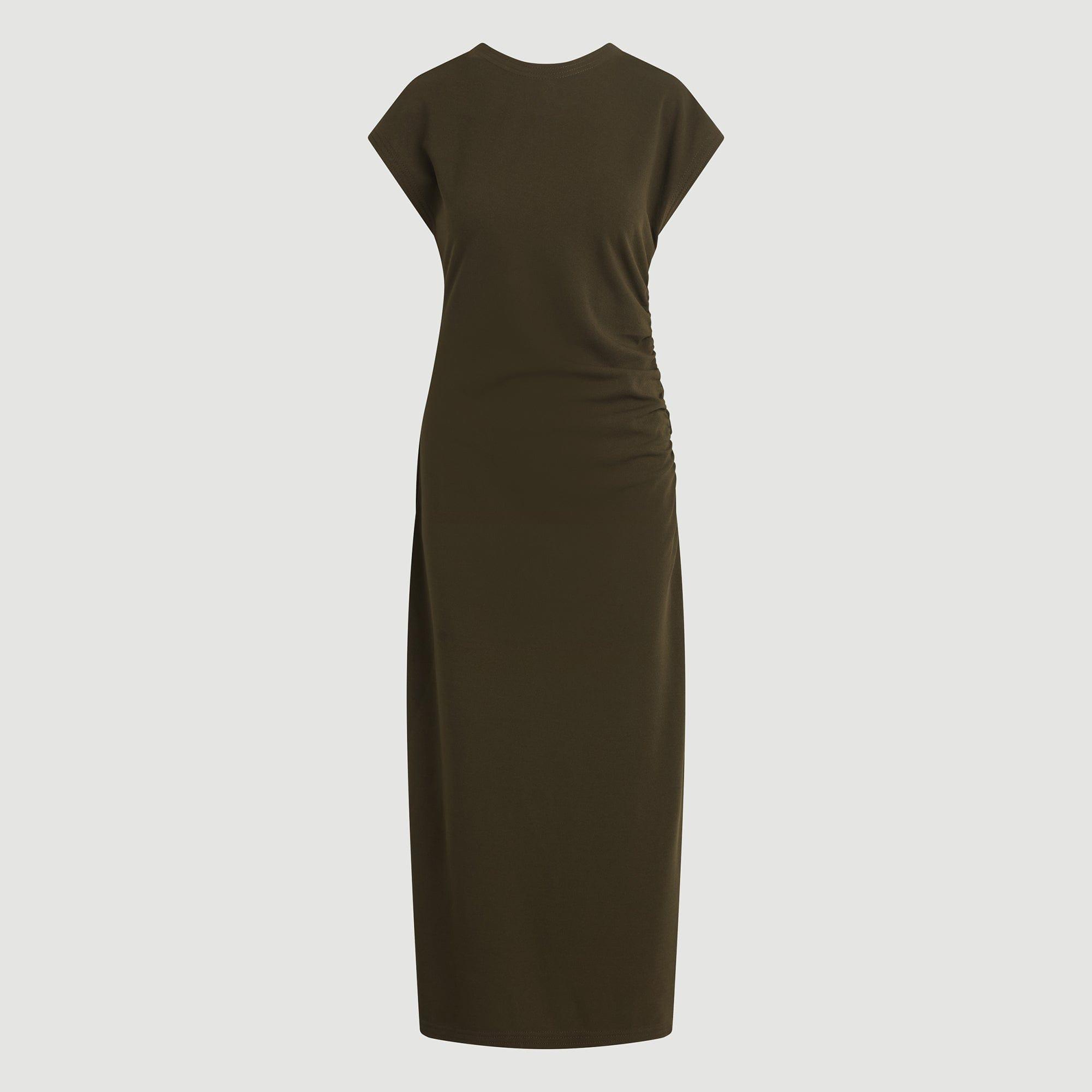 Vela Contrast-Stitch Ruched-Waist Dress (Petite) Product Image