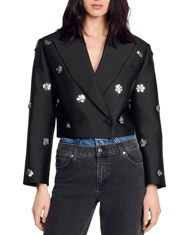 Womens Short Satin-Look Floral Jacket Product Image