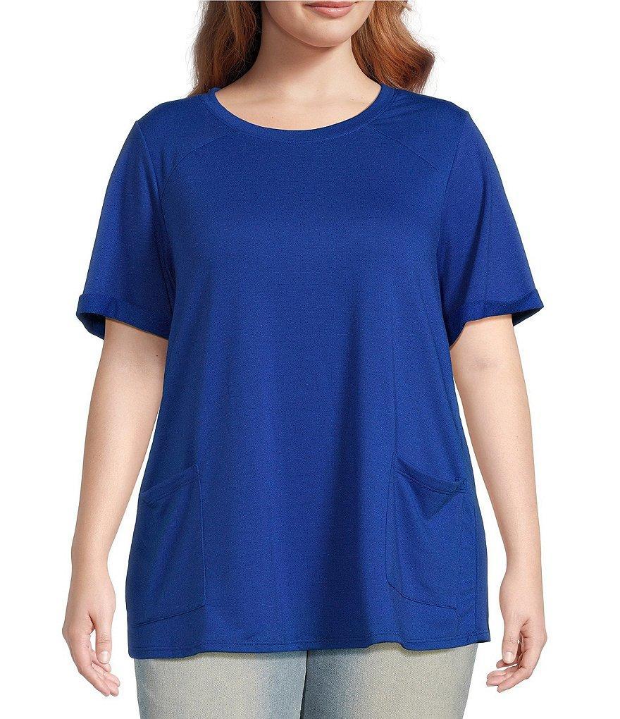 Moa Moa Plus Short Sleeve Pocket Tunic Top Product Image