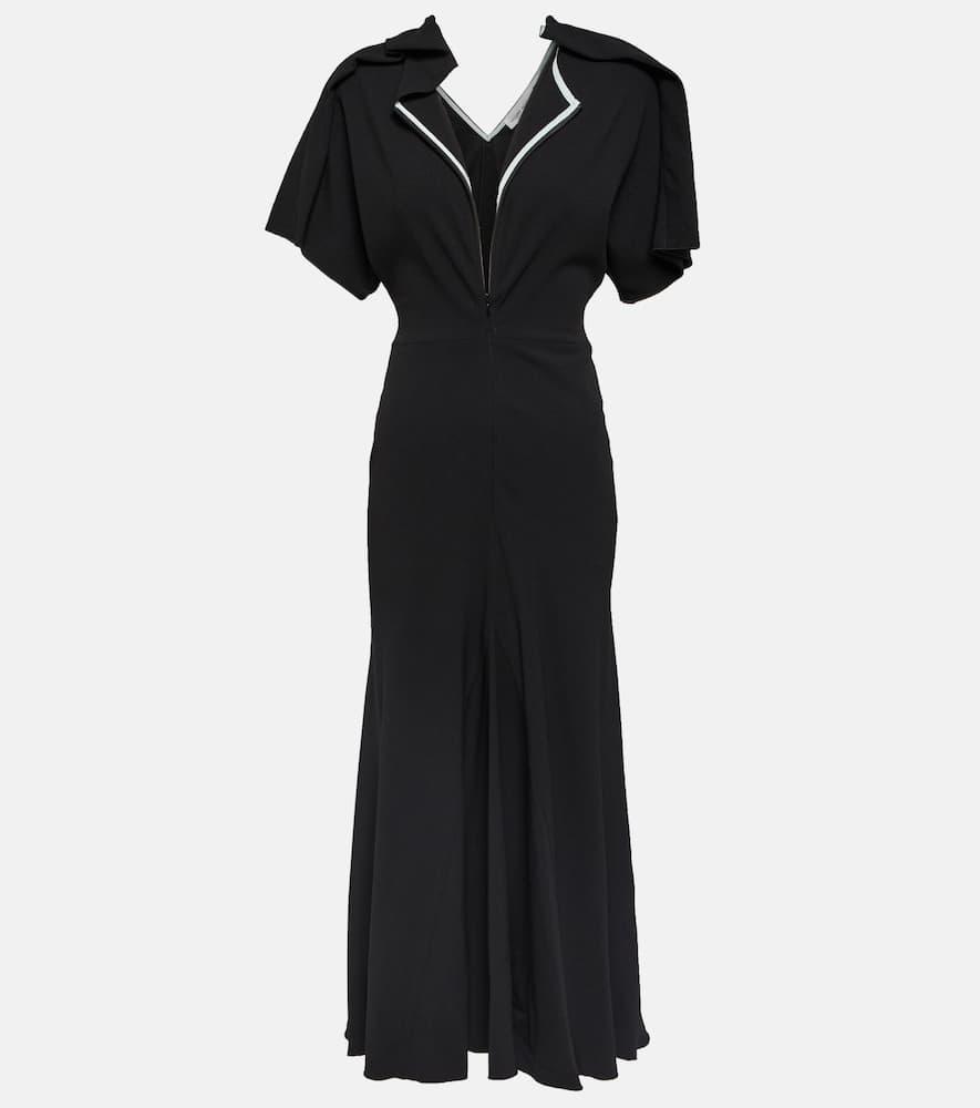 Asymmetric Plunge-front Wool-blend Dress In Black Product Image