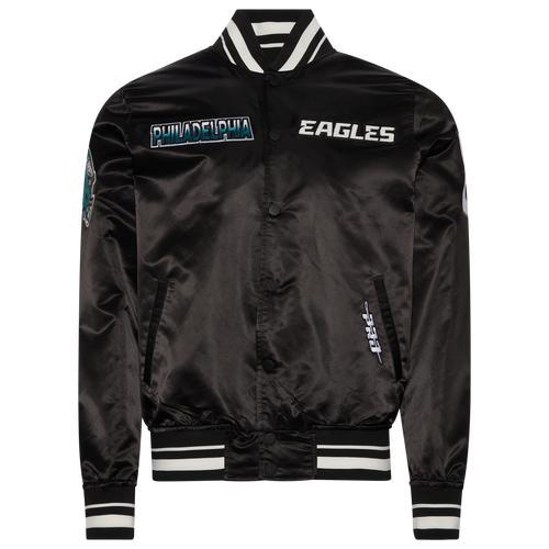 Pro Standard Mens Pro Standard Phil. Eagles Turn It Up M Rib Satin Jacket - Mens Black/Green Product Image