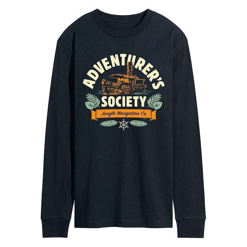 Disneys Jungle Cruise Mens Adventurers Society Long Sleeve Graphic Tee Blue Product Image