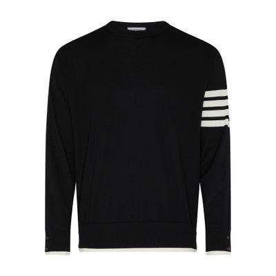 4-bar Round Neck Sweater In Black Product Image