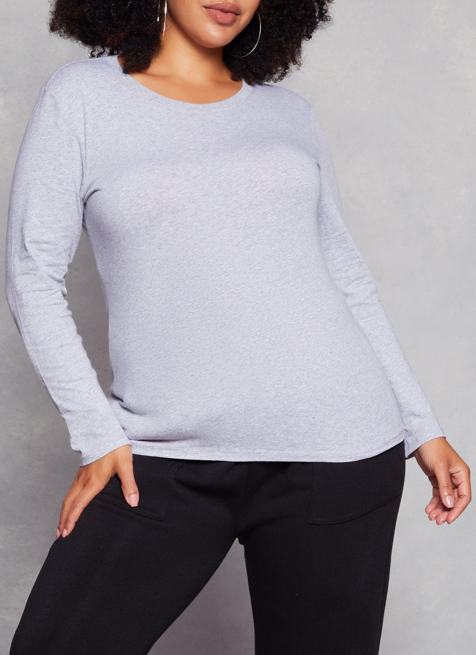 Womens Plus Size Ambiance Long Sleeve Basic T Shirt Product Image