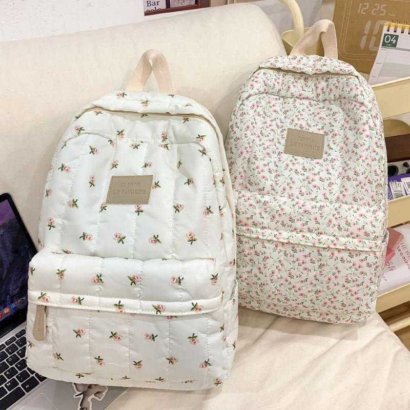 Floral Print Applique Nylon Backpack Product Image