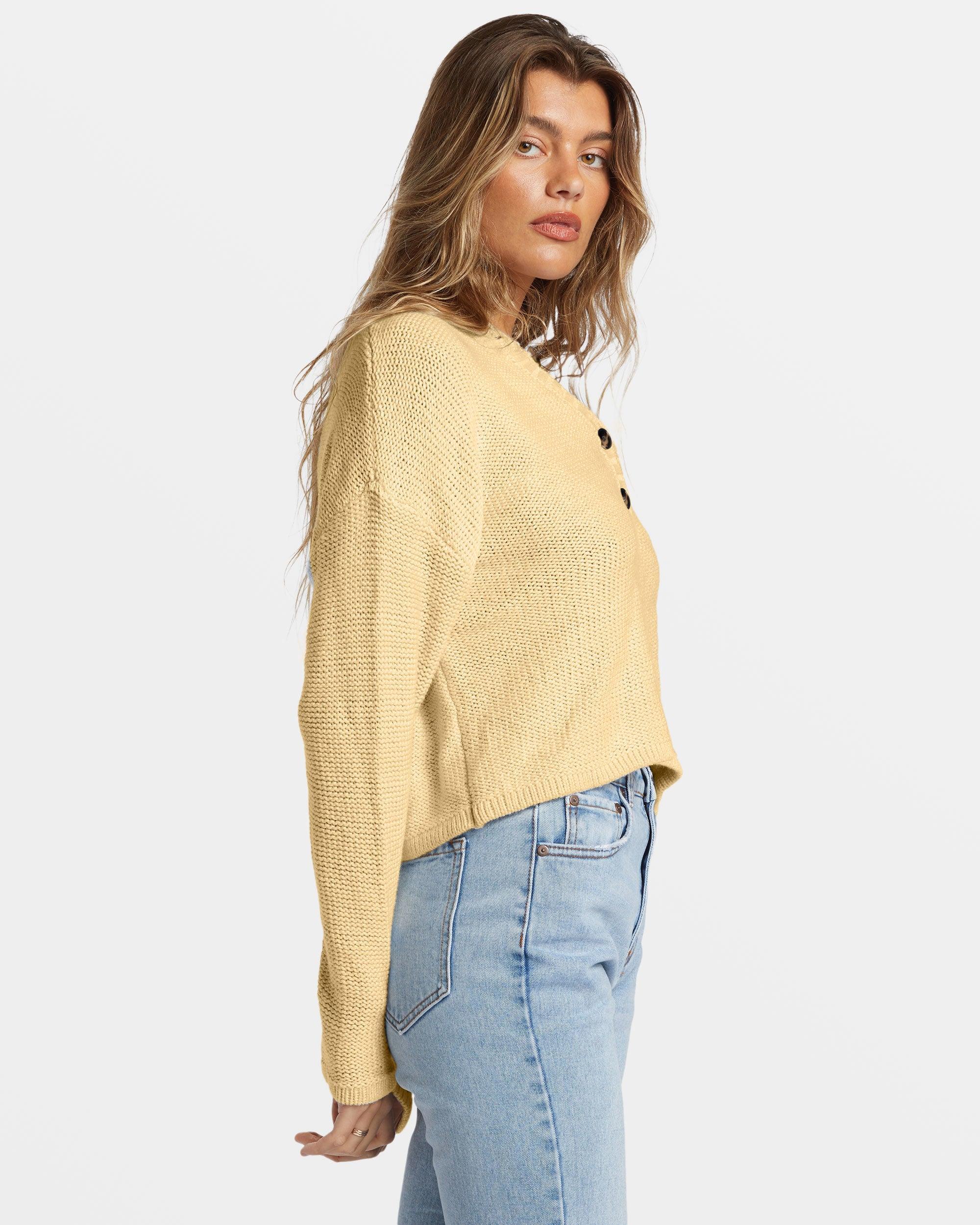 Shallow Waters Henley Sweater - Retro Yellow Female product image