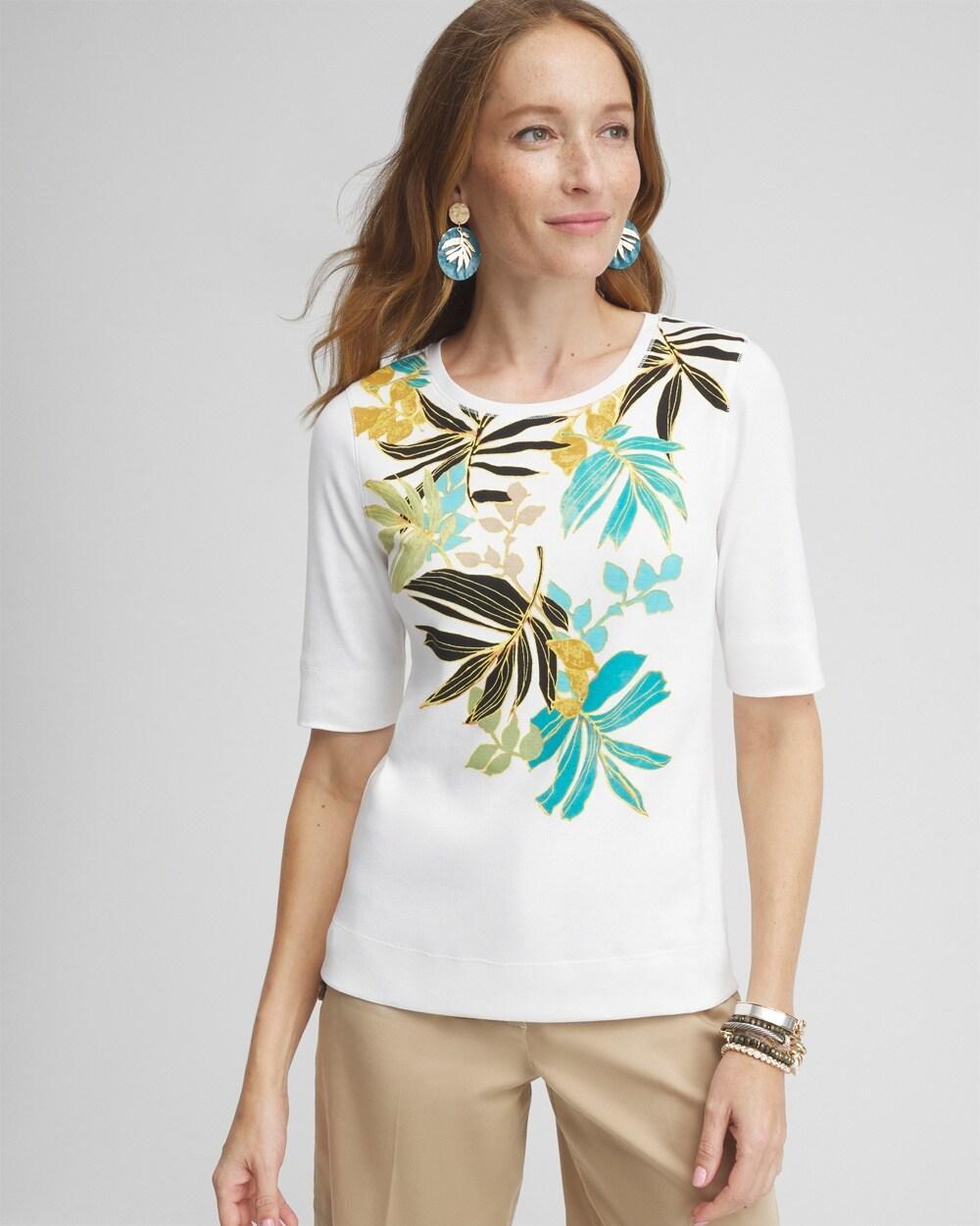 Women's Placed Palms Jewel Neck Tee Product Image