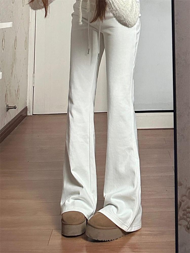 Drawstring Waist Plain Flared Sweatpants Product Image