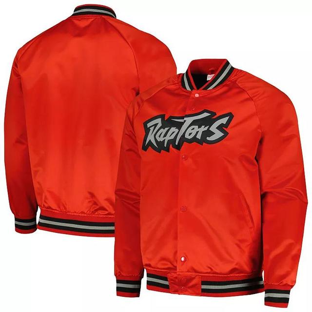 Mens Mitchell & Ness Red Toronto Raptors Hardwood Classics Throwback Wordmark Raglan Full-Snap Jacket Product Image