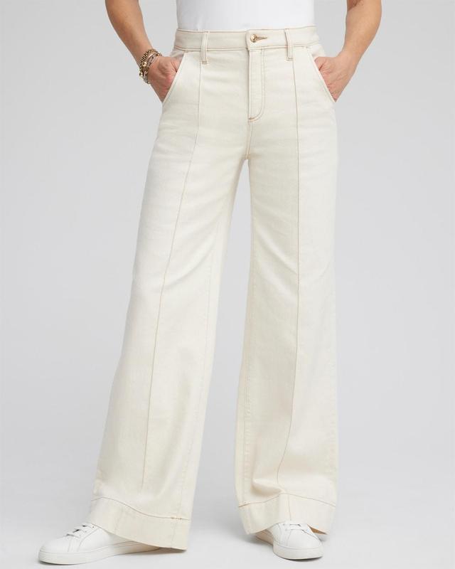 Women's Pintuck High Rise Wide Leg Jeans Product Image