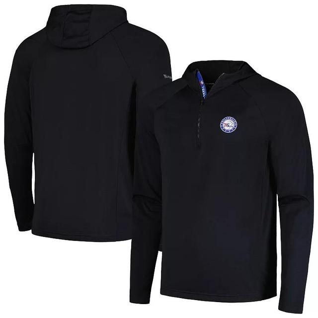 Mens Levelwear Black Philadelphia 76ers Zander Hoodie Raglan Quarter-Zip Top Product Image